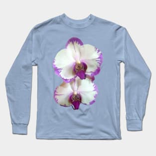 White Phalaenopsis Orchids With Purple Edges Long Sleeve T-Shirt